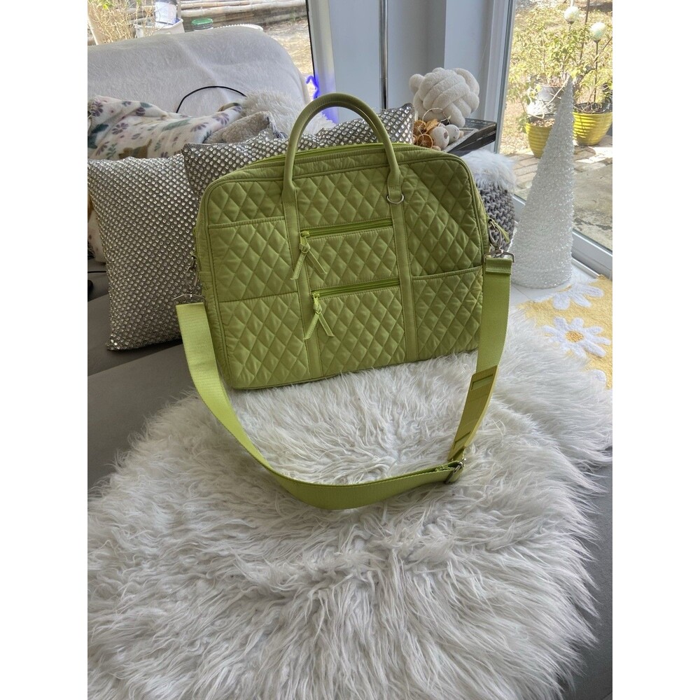 Vera Bradley Commuter Laptop Case Bag Shoulder Strap Key Lime Microfiber Large